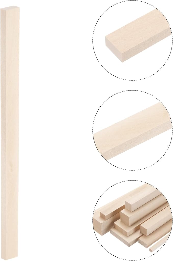 MECCANIXITY 6pcs Wood Sticks, 3/8"x 4/5" x 12" Rectangle Wooden Cube Wood