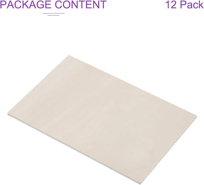DMiotech 12 Pack 7 x 5 x 1/8 Inches 3mm Thick Wood Sheets Basswood Sheets