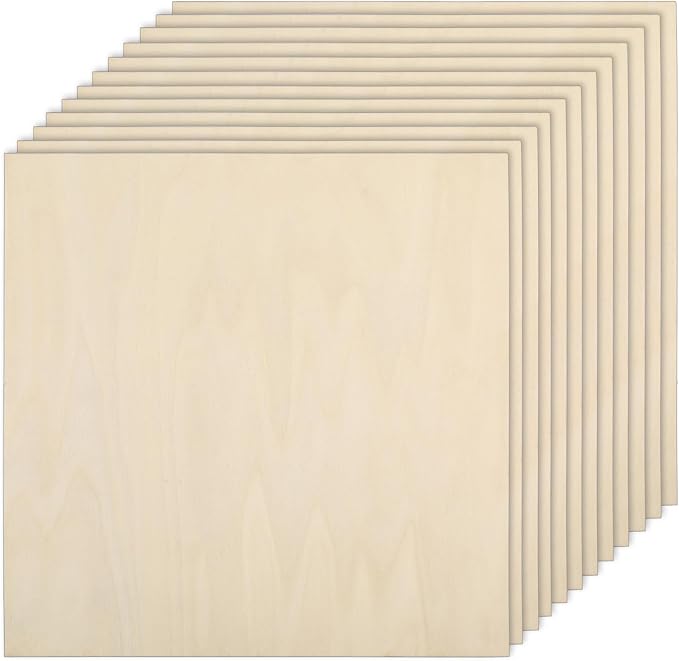 16 Pack Basswood Plywood Sheets 12 x 12 x 1/5 Inch-5 mm Thick Basswood Plywood