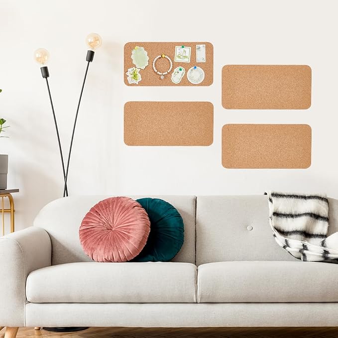 OLYCRAFT 4Pcs Rectangle Bulletin Boards 6x12 Inch Non Self-Adhesive Wood Cork