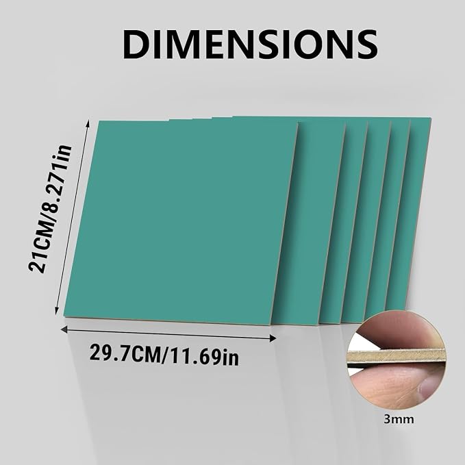 4 Pack Double-Sided Pre-Painted Colored Plywood Sheets, 11.7"x8.27"x1/8"