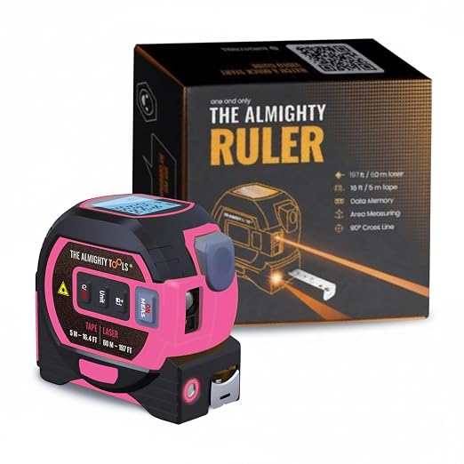 The Almighty Ruler Laser Tape Measure | Laser Distance Measurer, Heavy-Duty Tool