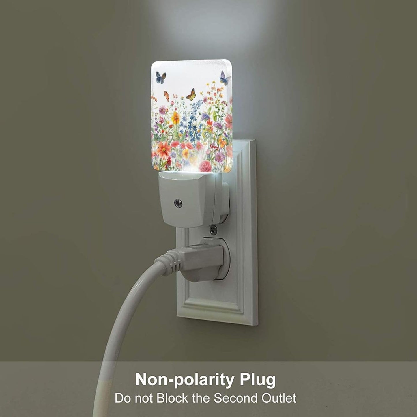 Led Night Light, Floral Plants Decorative Plug in Nightlights,with Smart Auto Dusk to Dawn Night Light for Bedroom, Kitchen, Nursery, Bathroom