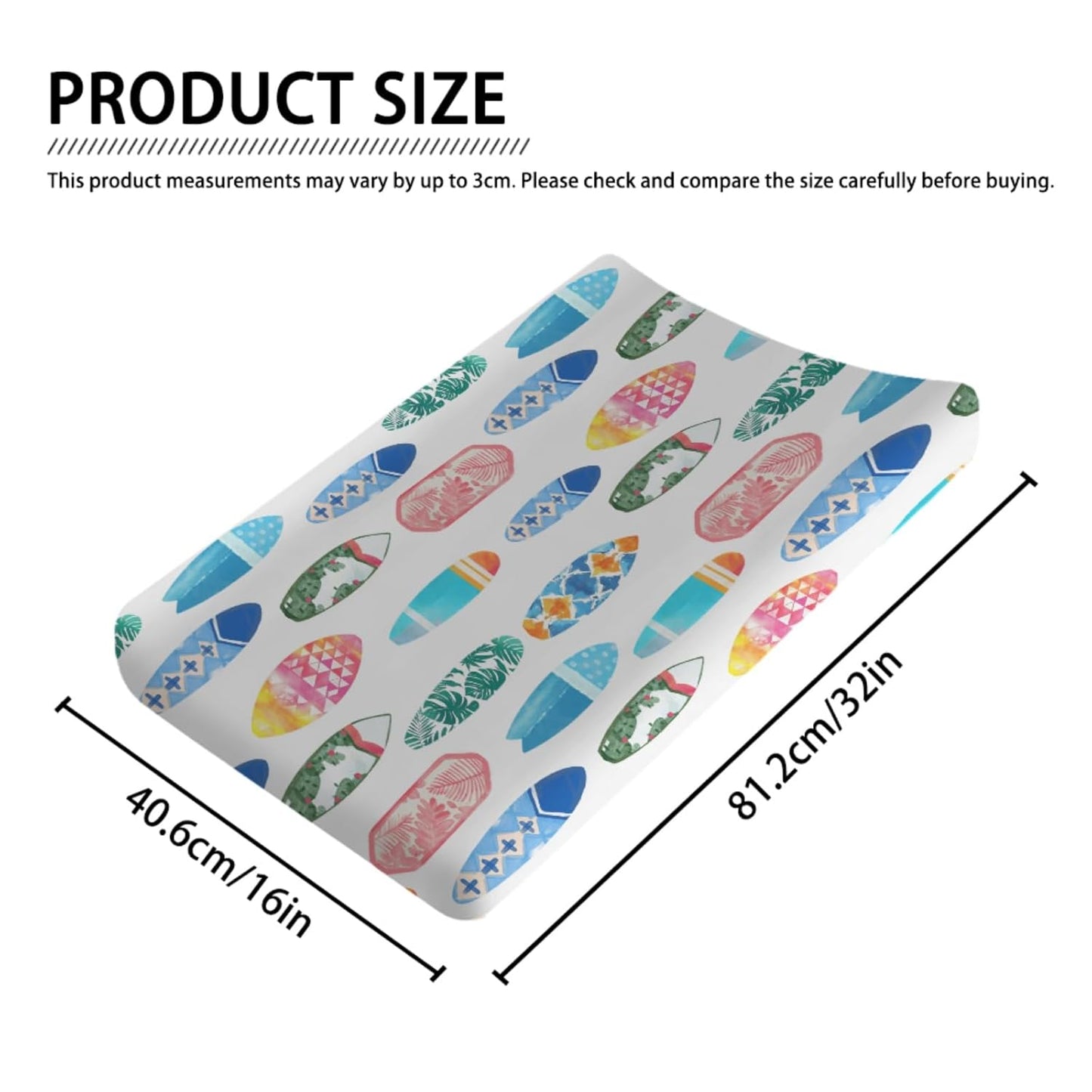 Colorful Surfboards Baby Changing Pad Covers for Boy Girl 32''x16'' Hawaiian Tropical Beach Surfing Fitted Diaper Change Table Mats Boho Summer Ocean Sports Soft Nursery Cradle & Bassinet Sheets
