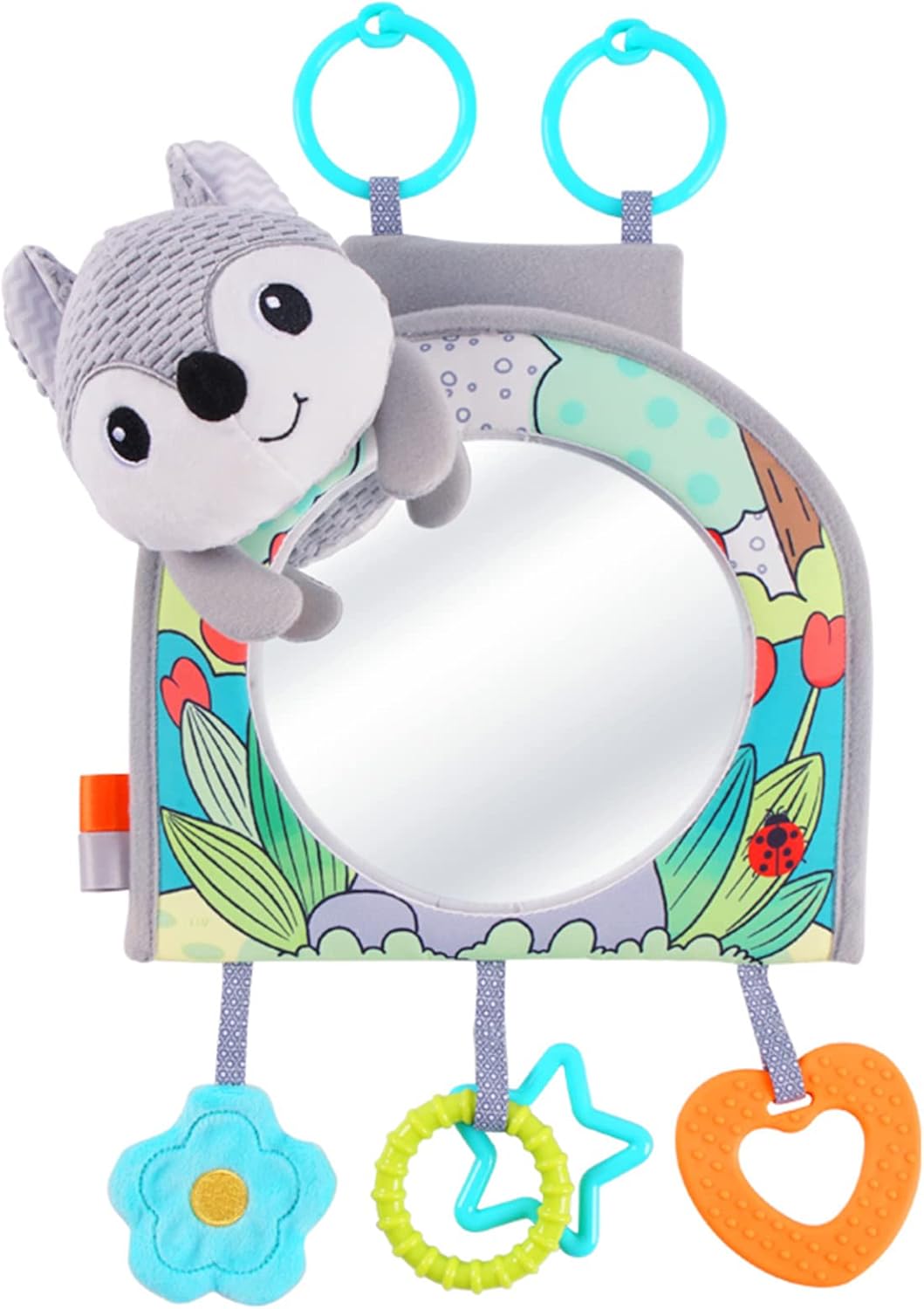 Koty Infant Car Seat Toy - Kick and Play Activity Center with Mirror, Teether and Crinkle Paper, Fun Travel Baby Toy for Rear Car Seat, Easier Drive with Newborns, Babies