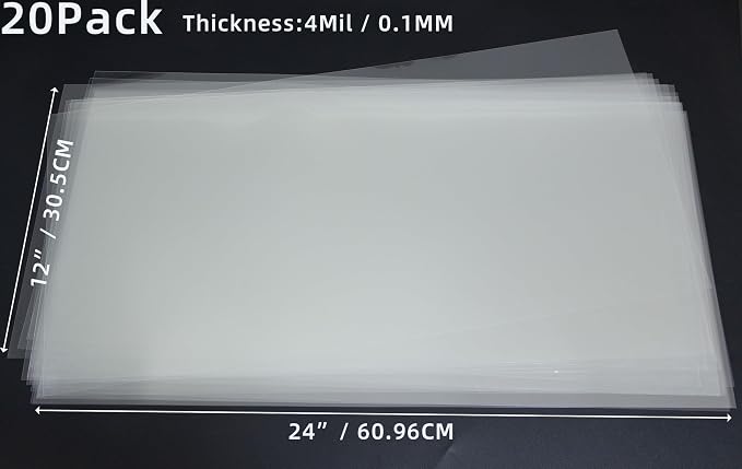 20PCS 4 Mil 12 X 24 Inch Clear Plastic Sheets, Blank Mylar Stencil Sheets