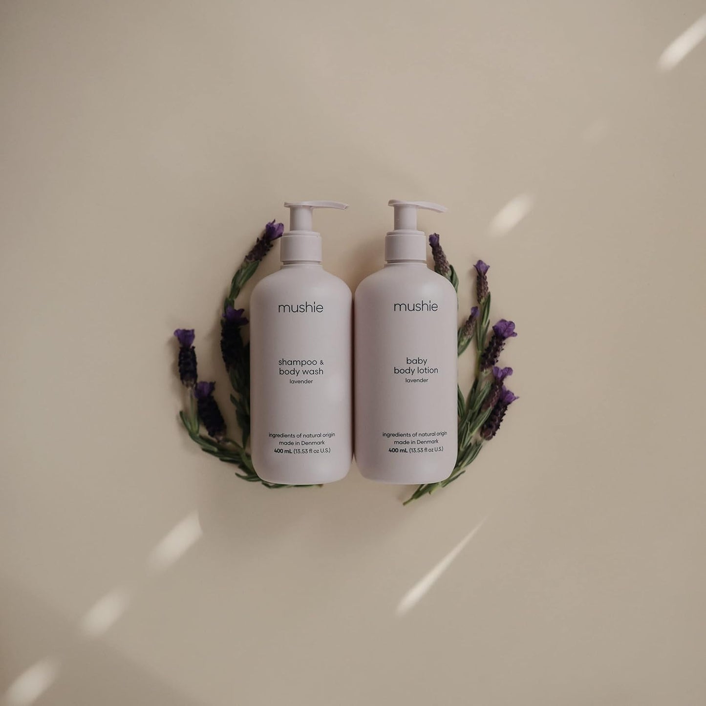 mushie Baby Shampoo & Body Wash | Gentle Formula for Delicate Skin | Certified Organic | Made in Denmark, 13.53 fl oz (Lavender)