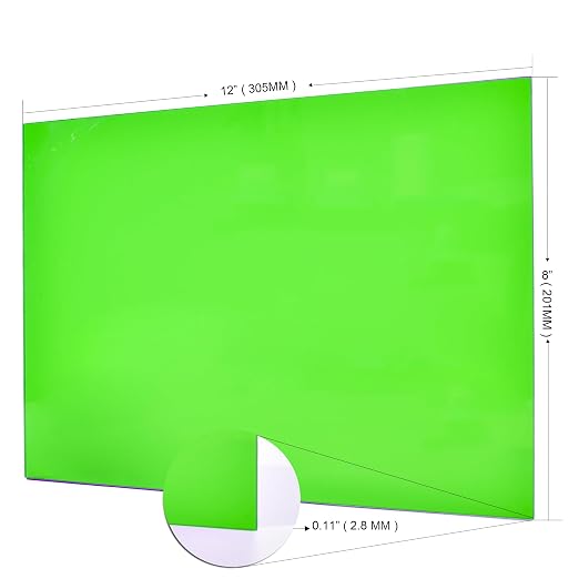 6 PCS Transparent Green Cast Acrylic Sheets 8" x 12" x 0.118", Plexiglass