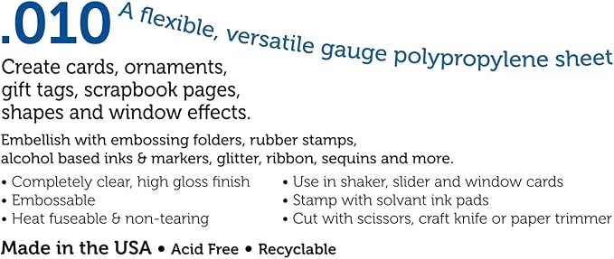 Accent Design Paper Accents Clear Plastic Sheets 8.5x11, .010" Thick,