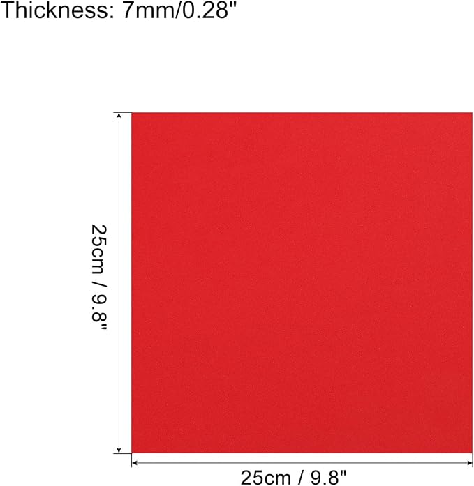 MECCANIXITY EVA Foam Sheets Red 9.8 Inch x 9.8 Inch 7mm Thick Crafts Foam Sheets