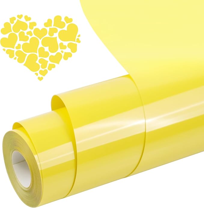PU Heat Transfer Vinyl Yellow, 12Inches×20FT Iron on