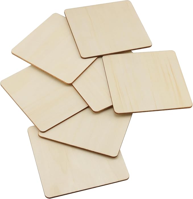HOIGON 30 PCS Square Unfinished Wood Pieces, 6 x 6 Inch Blank Basswood Wooden