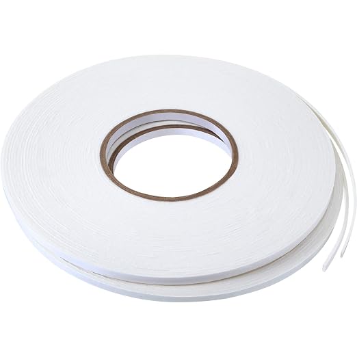Tatuo 2 Rolls Double Sided Foam Tape 1/4 Inch by 50 Feet White PE Foam Tape