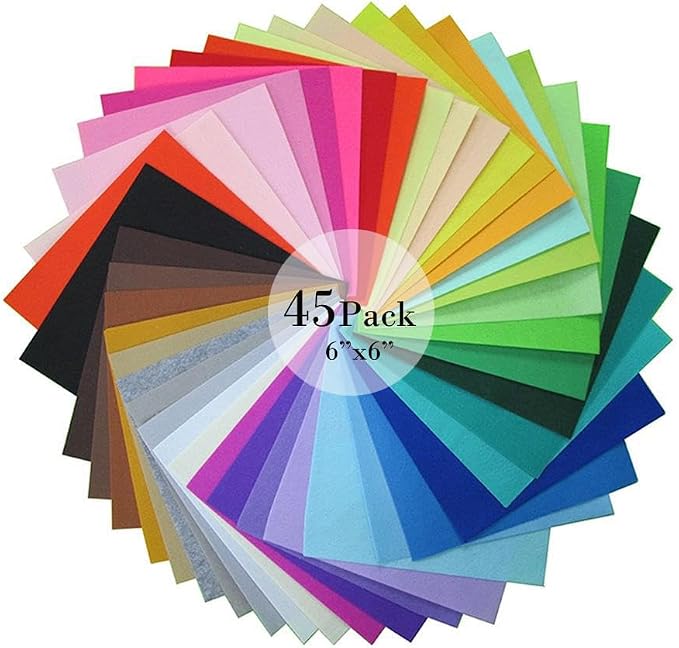 45Pcs Vibrant Felt Sheets for Sewing School Projects Party Craft Decoration |