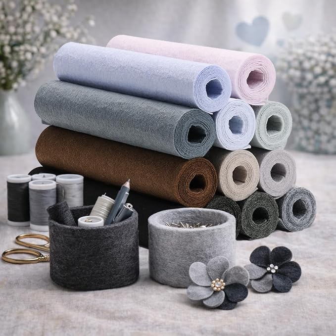 Large Stiff Felt Sheets 8"x35" – 12 Assorted Colors Felt Fabric Bundle Pack