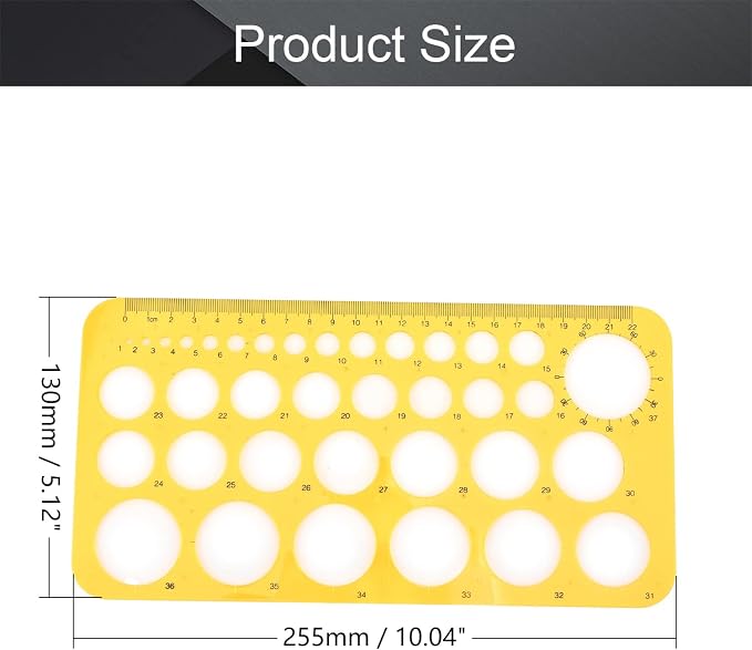 Utoolmart Circle Guide Template 22cm Geometric Drawing Template Measuring Ruler