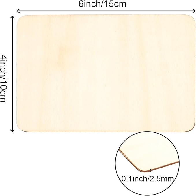 HOIGON 150 PCS Rectangle Unfinished Wood Pieces, 4 x 6 Inch Blank Basswood