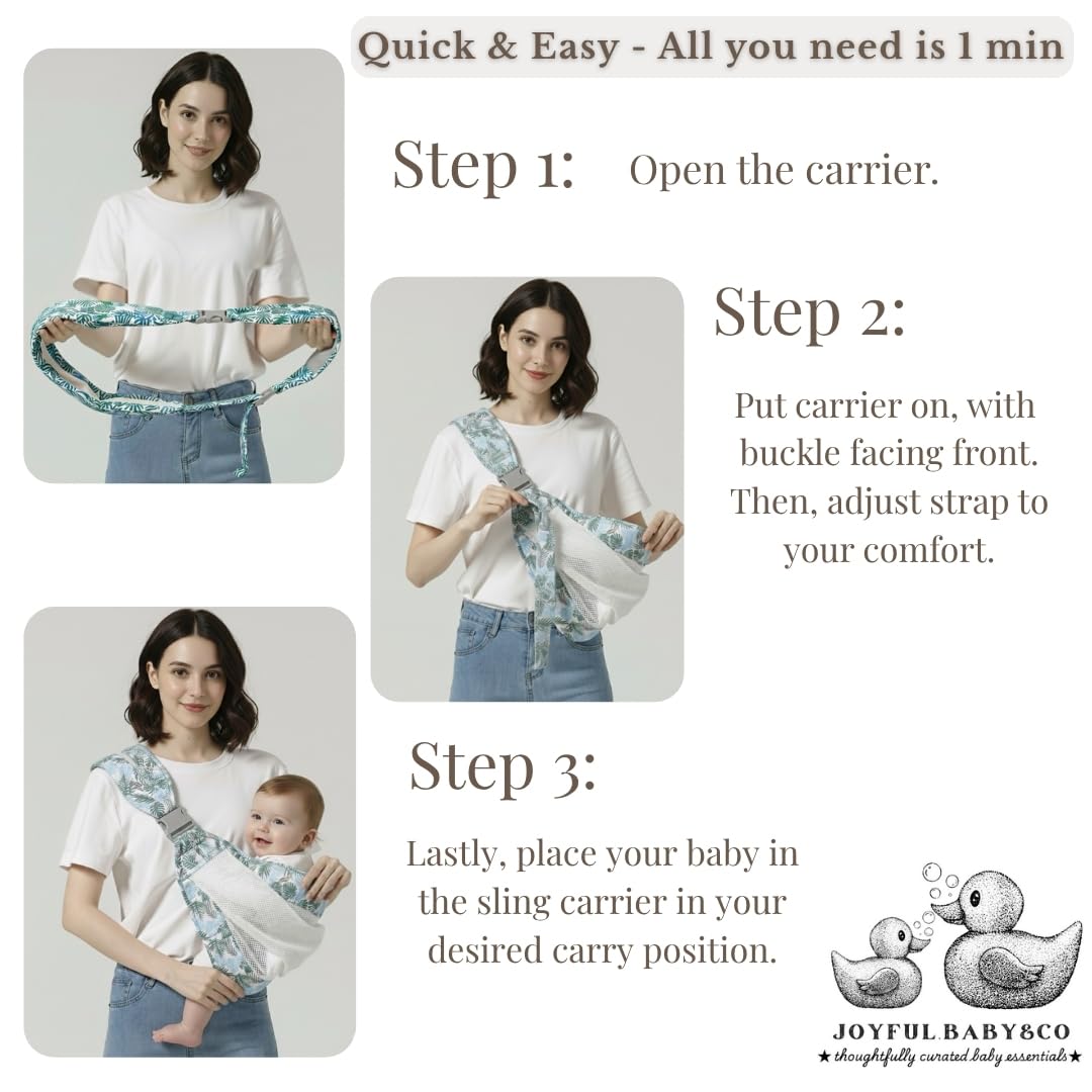Baby to Toddler Sling Carrier, Toddler Carrier 25-60 lbs – Baby Travel Essential, Adjustable Mesh Sling with Secure Safety Buckle & Comfortable Hold with One Hand Support – Tropical Blue