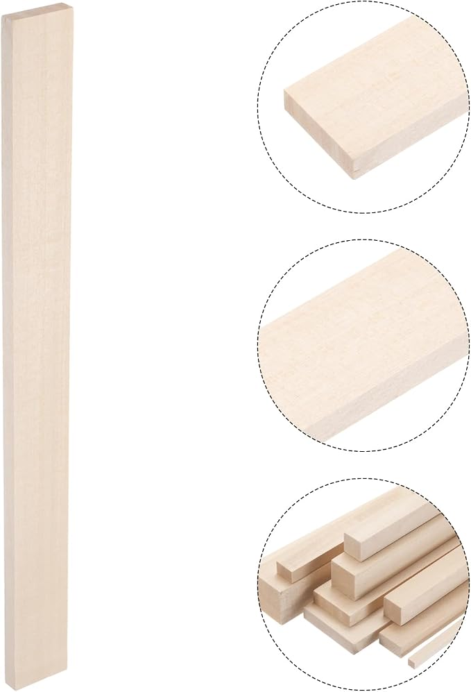 MECCANIXITY 6pcs Wood Sticks, 3/8"x 1.4" x 15" Rectangle Wooden Cube Wood