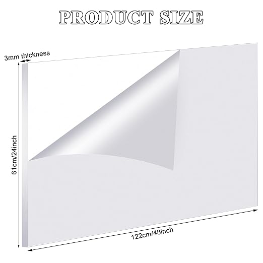 Roowest 6 Pcs 24 x 48 Inch, 1/8 Inch Thick Clear Acrylic Sheets Plastic