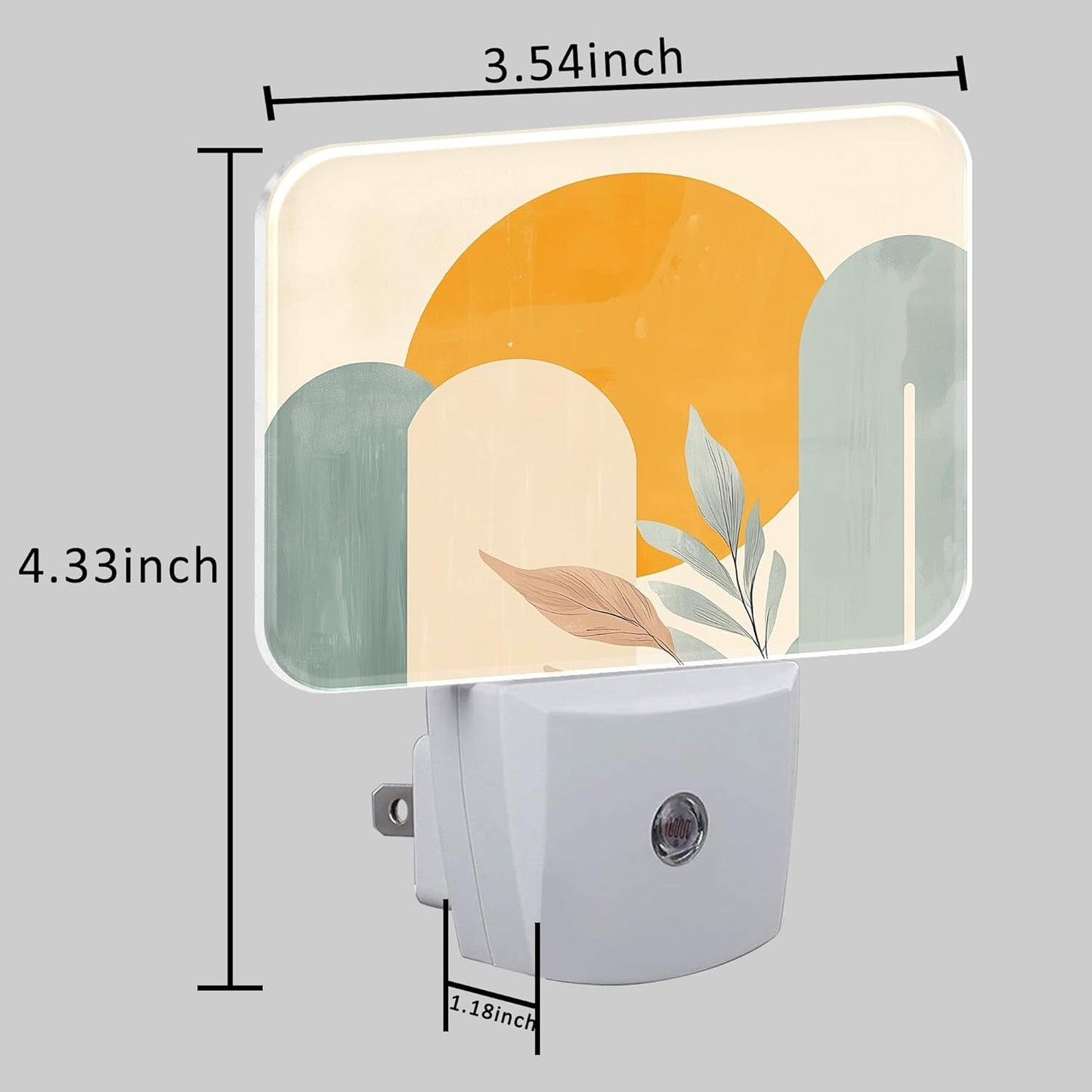 Boho Sun and Leaves Night Light Plug into Wall, Bohemian Abstract Art Night Light with Dusk to Dawn Sensor for Kid Girls Boys Women Men Room, Hallway, Kitchen, Bathroom, Stairs Decor