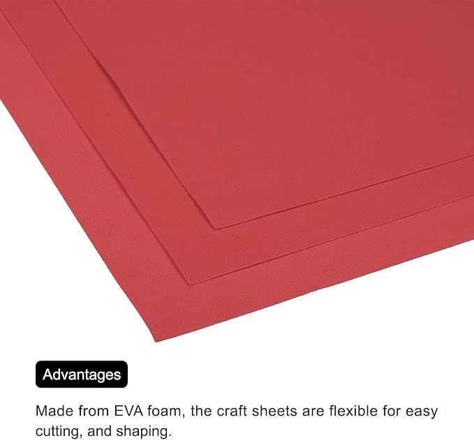 MECCANIXITY EVA Foam Sheets Bright Red 19.7 Inch x 19.3 Inch 1mm Thick Crafts