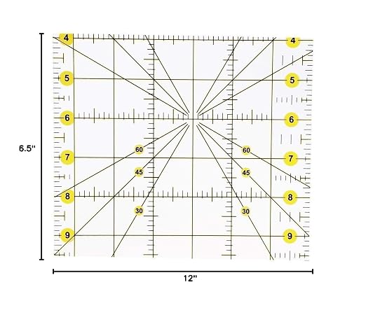 Acrylic Quilting Ruler 6.5" x 12" Fabric Cutting Ruler