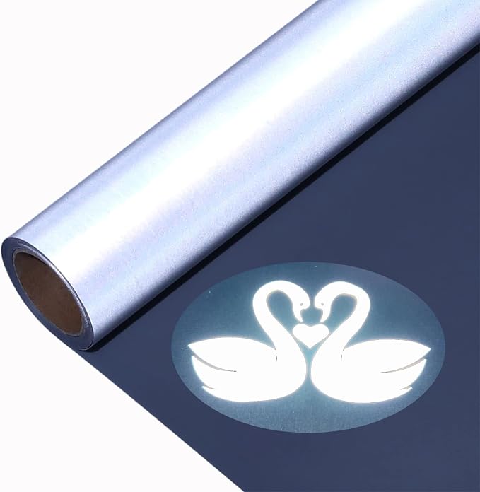 Reflective Vinyl Heat Transfer Vinyl Rolls Silver 12in x 6ft Reflective Iron on