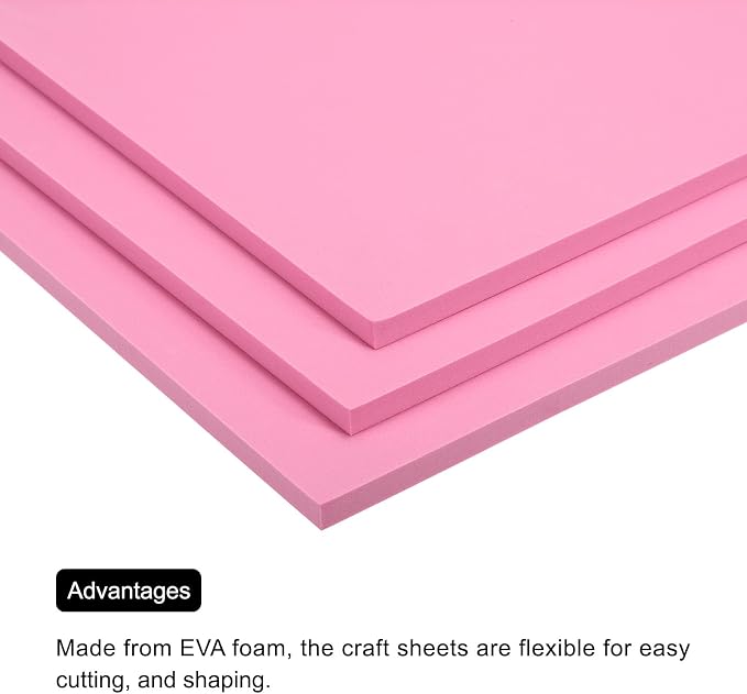 MECCANIXITY EVA Foam Sheets Pink 9.8 Inch x 9.8 Inch 10mm Thick Crafts Foam