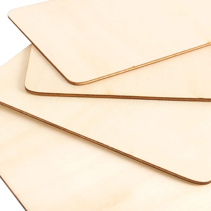 HOIGON 150 PCS Rectangle Unfinished Wood Pieces, 4 x 6 Inch Blank Basswood