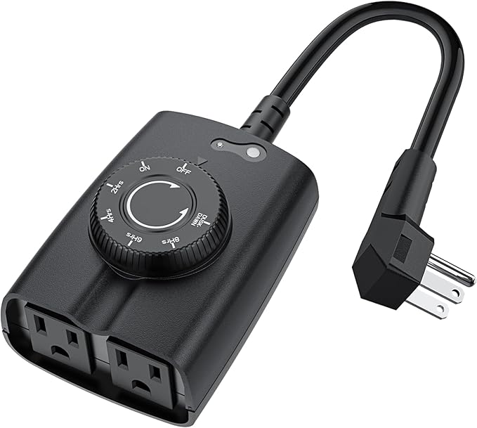 G-Homa Dusk to Dawn Outdoor Timer for Light Sensor Timer Waterproof 2 Grounded Outlets Timers for Christmas Light, 15A 1/2HP, CSA Listed (Turns on After Dusk)