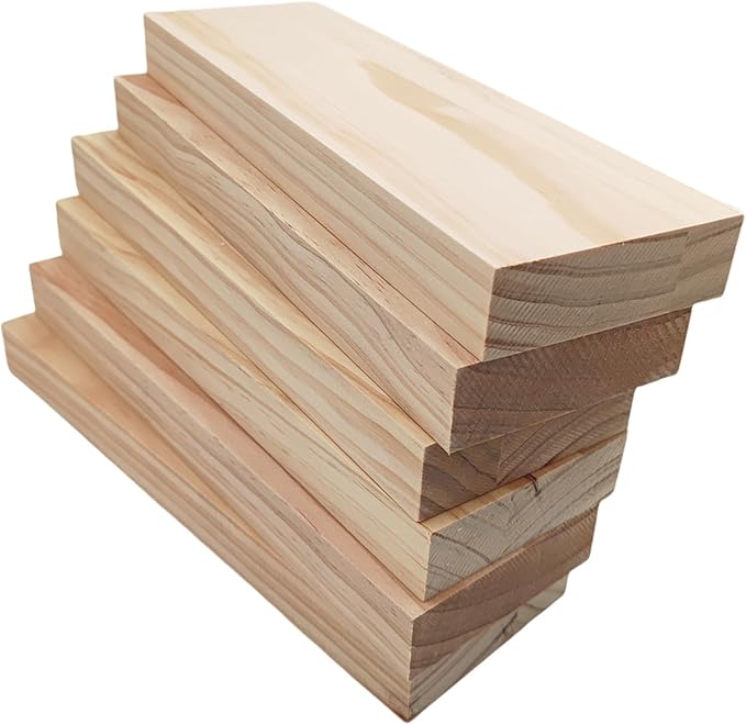 6PCS Rectangle Wood Boards Unfinished Wood Blocks