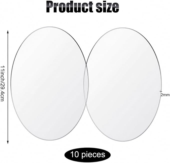 Yalikop 10 Pcs 11 Inch Acrylic Circle Blanks Clear Disc Round Transparent