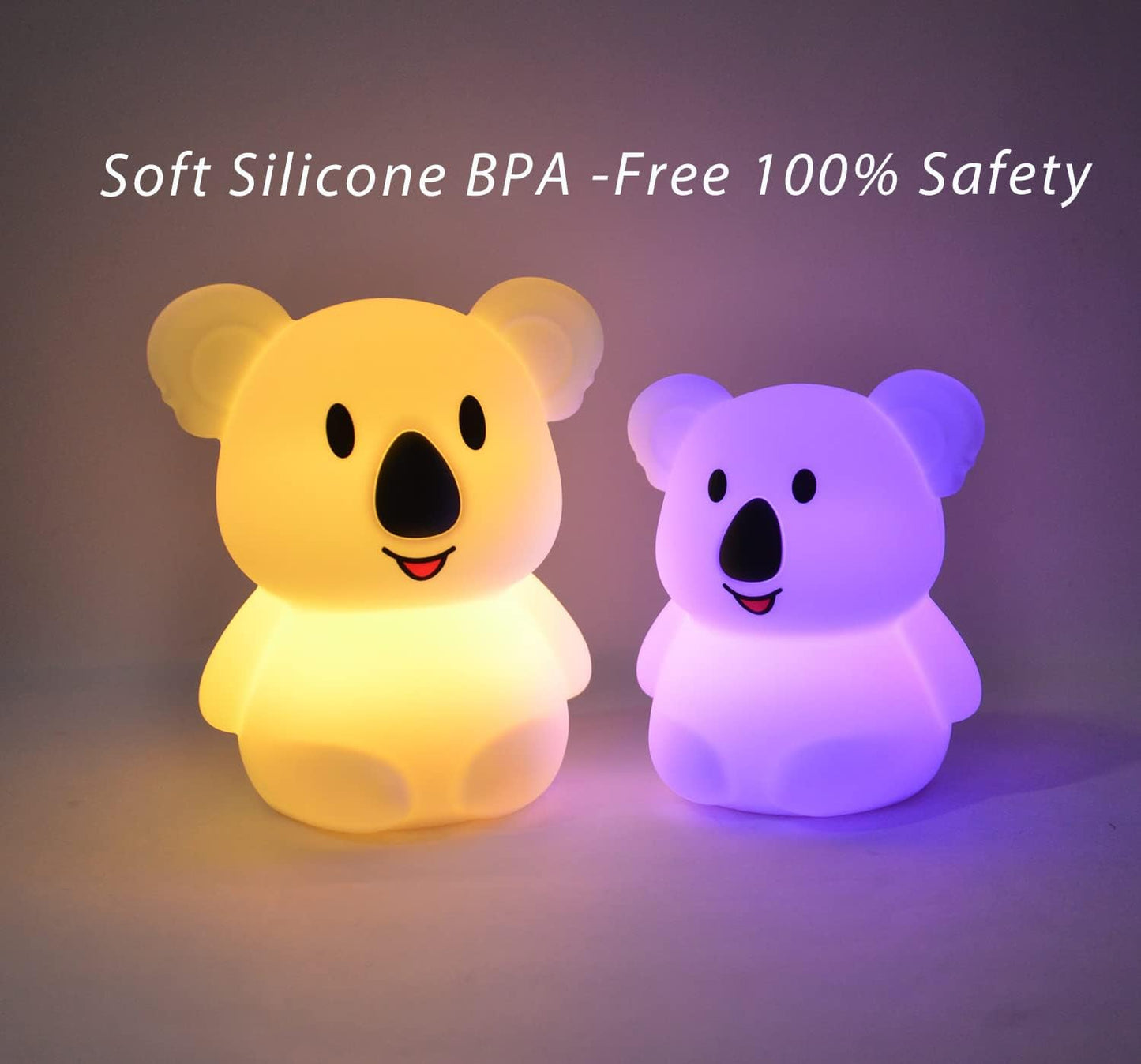 WHA&DARREN Large Koala Night Light for Kids,Cute Baby Lamp, Silicone Bedside Lamp,Portable Night Light for Kids Room, Rechargeable Animal Lights for Girls and Boys