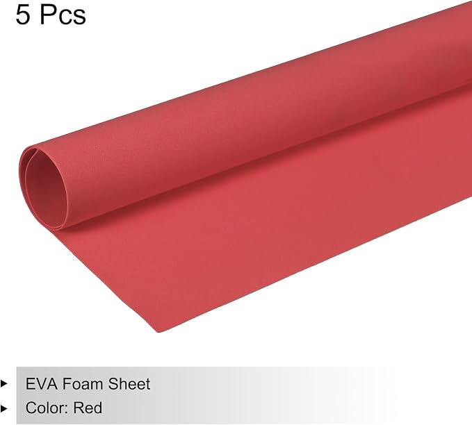 MECCANIXITY EVA Foam Sheets Red 19.7 Inch x 19.7 Inch 1mm Thick Crafts Foam
