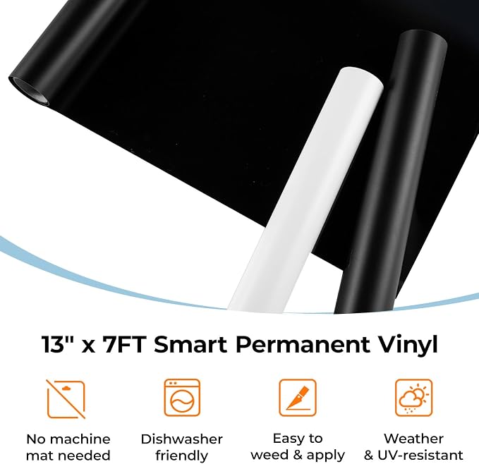 HTVRONT Smart Permanent Vinyl, No Cutting Mat Needed,