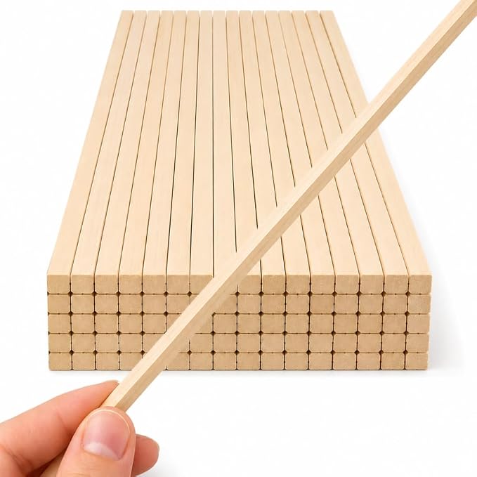 80PCS Square Basswood Dowel Rods 12 Inch – Unfinished Wood Dowels 1/4 Inch x 12