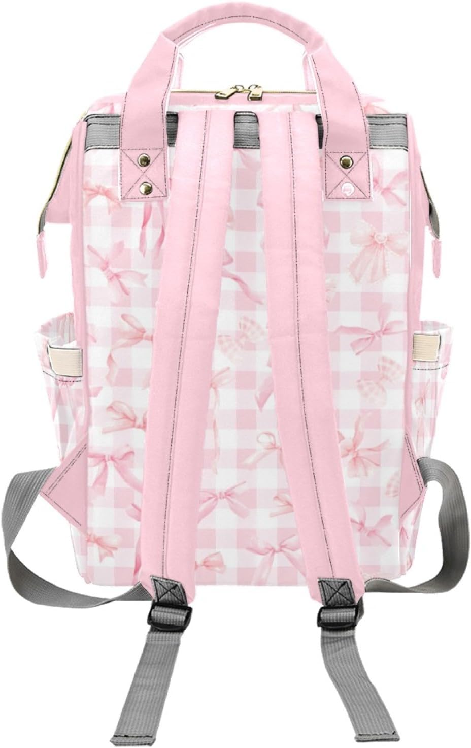 Custom Diaper Bag Backpack for Women, Personalized Name Nursing Mommy Daypack, Pink Bow Diaper Bag for Baby Girls, New Mom Gifts