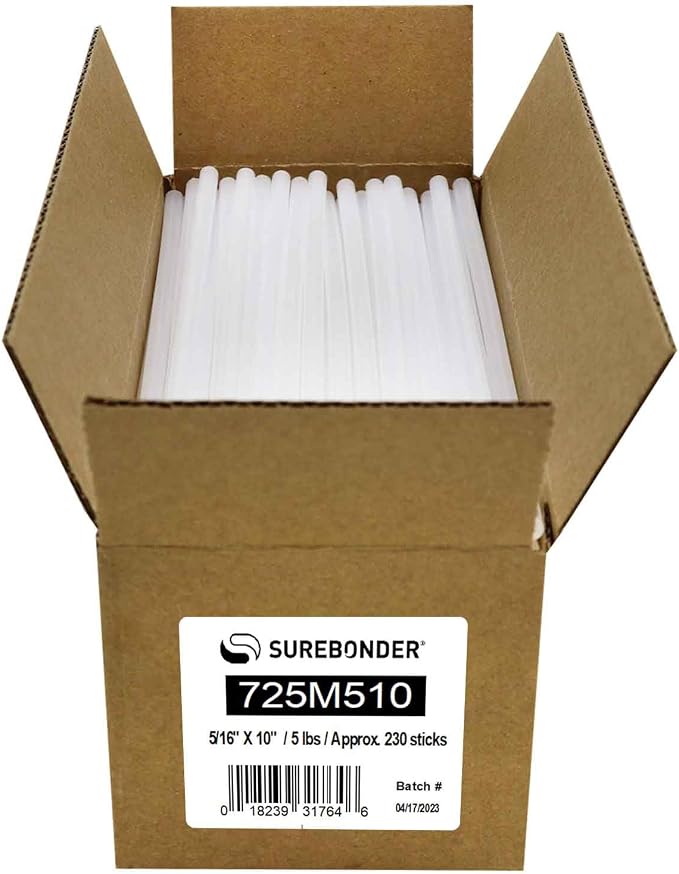 Surebonder 725M510 Mini Size 10" Clear Hot Glue Sticks - 5 lb Box