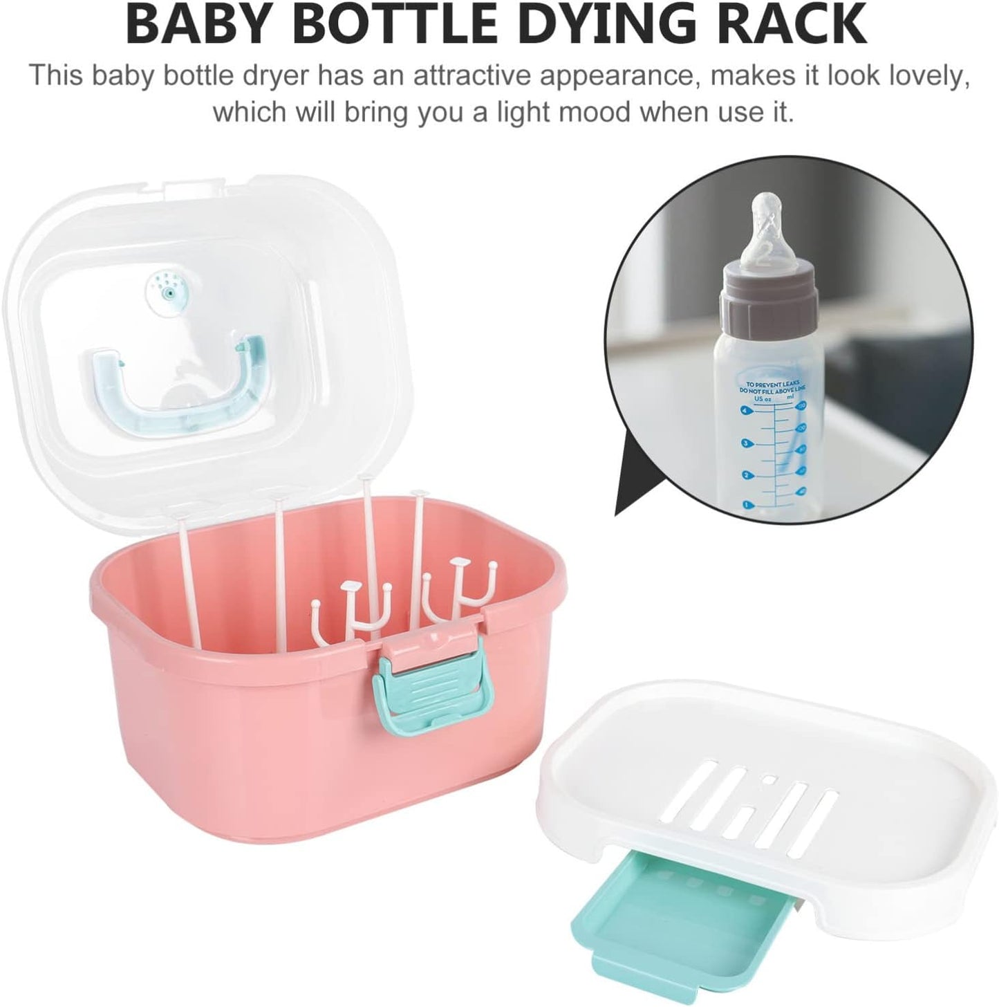 Kisangel Baby Bottle Drying Rack Dish Rack with Cover Bottles Storage Box Dish Strainer Basket for Kitchen Dish Drainers Racks