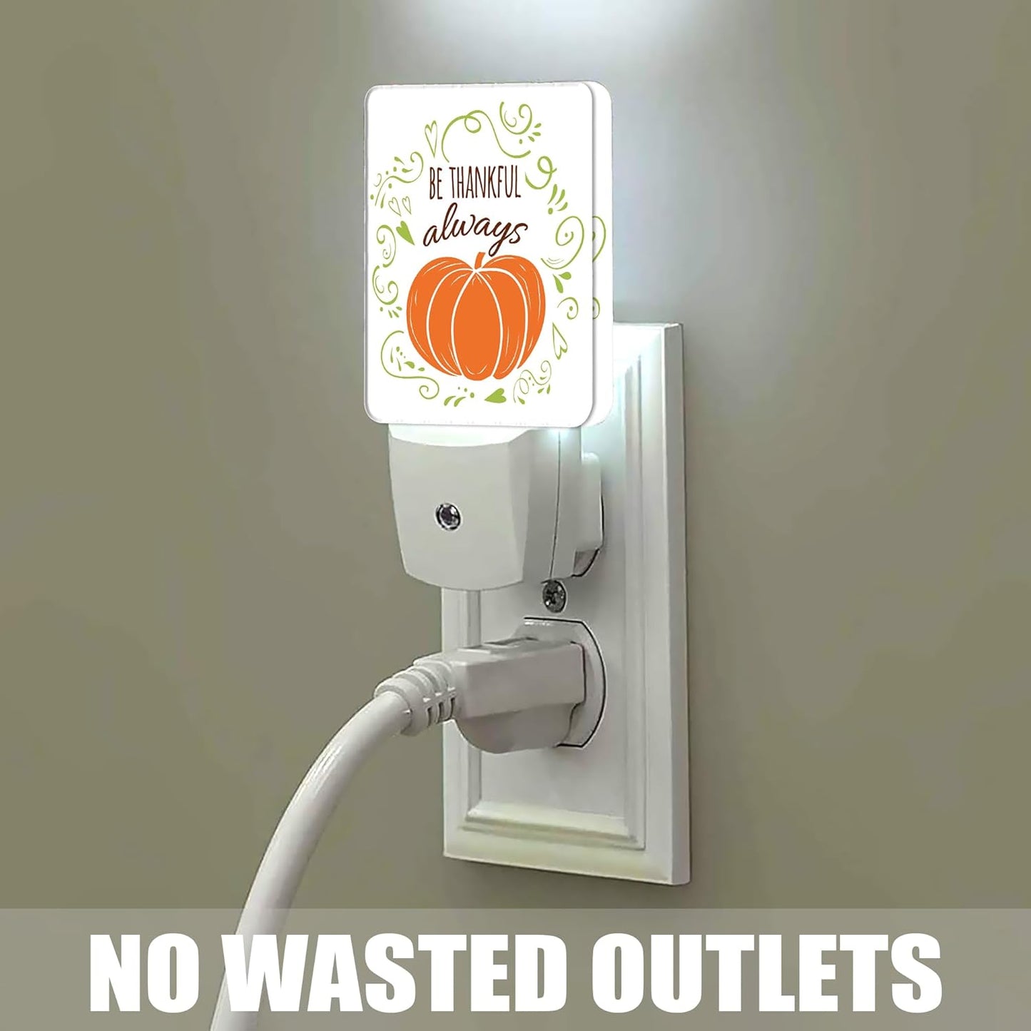 Thanksgiving Pumpkin Dusk to Dawn Night Light, Auto Sensor Lamp Home Indoor Stairway Kitchen Corridor, Night Lights Plug into Wall Decor, Boys Girls Women Men Room Gifts