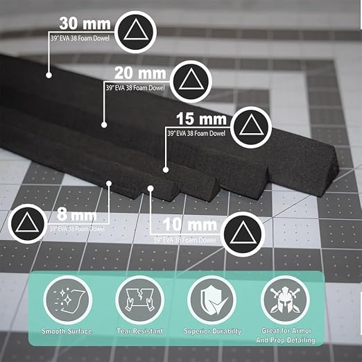 EVA Foam Dowels – Triangular Bevels Sold in 5 Sizes