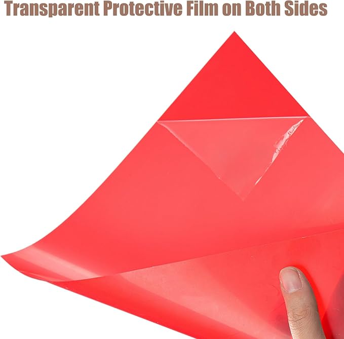 10-Pack A4 Colored PVC Flexible Plastic Sheets, 0.3mm Red Transparent Film