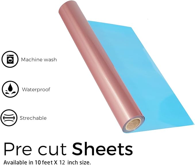 FUNKAKA Heat Transfer Vinyl Rose Golden HTV Rolls