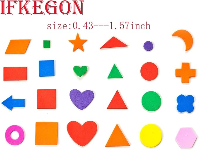 1050PCS Assorted Foam Shapes Stickers, Bulk Collage Materials |