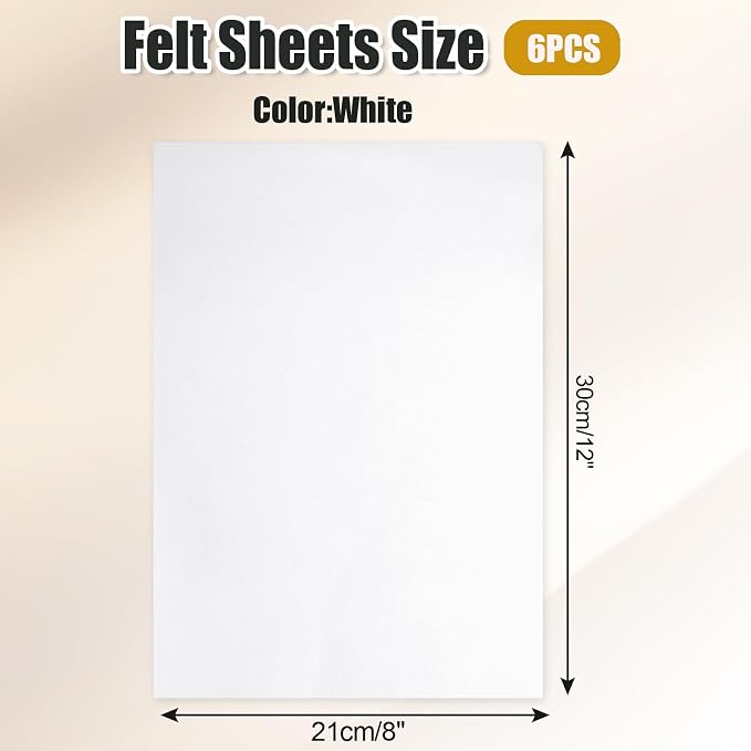 Biaungdo 6 Pcs 8 x 12 Inch Felt Fabric Sheets,