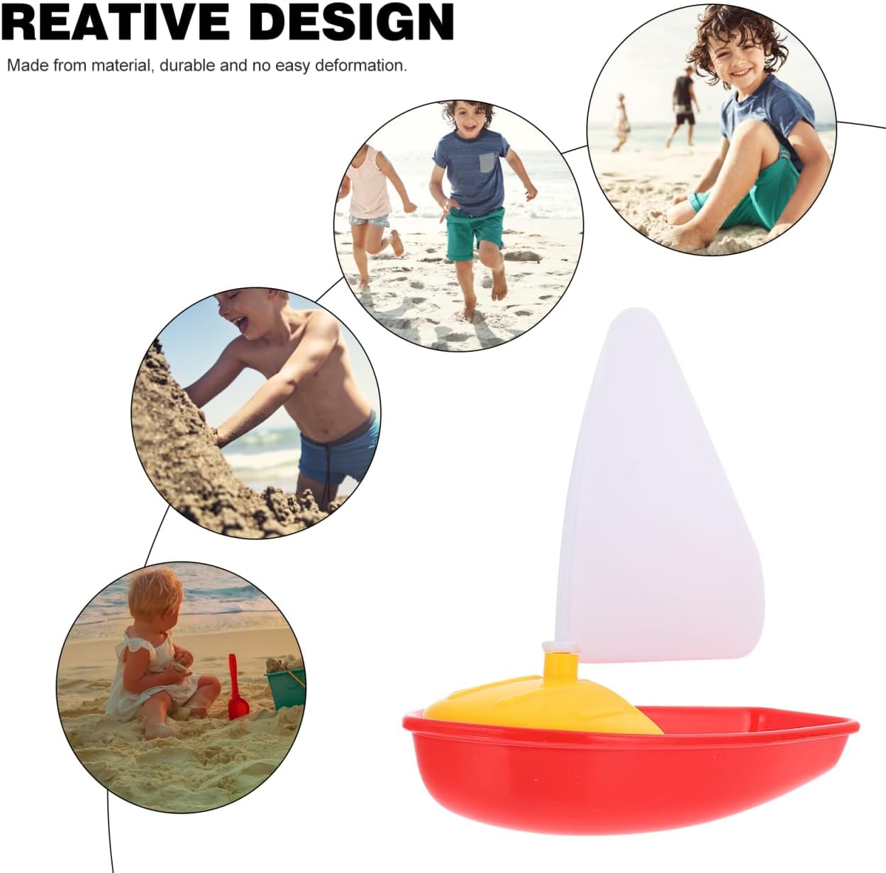 UPKOCH 3pcs Mini Plastic Sailing Boat for Kids - Bath Toys for Toddlers and Children,Bathtub Floating Pool Boats, Beach Toys ( Small, Medium & Large Sizes)