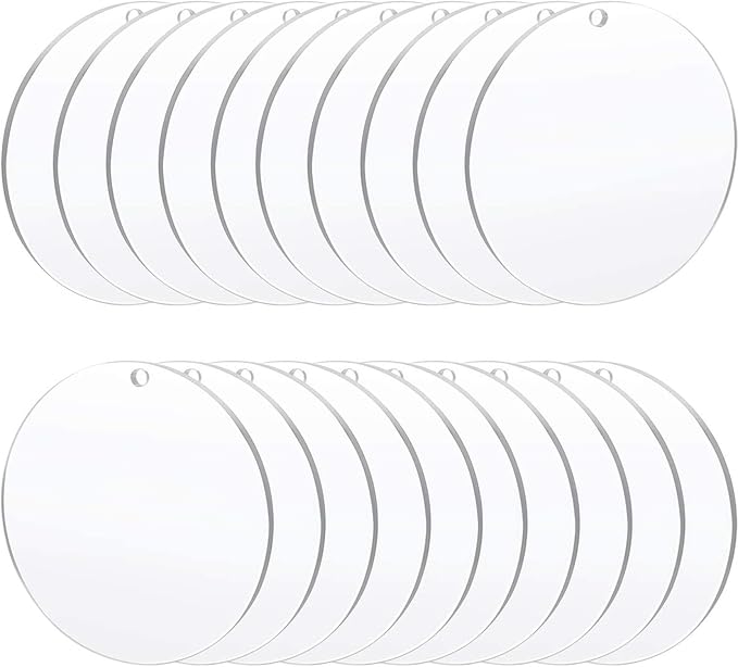 Acrylic Clear Ornament Circle Blanks, 3.5"/89 mm, 1/16" Thick | 50 Pieces