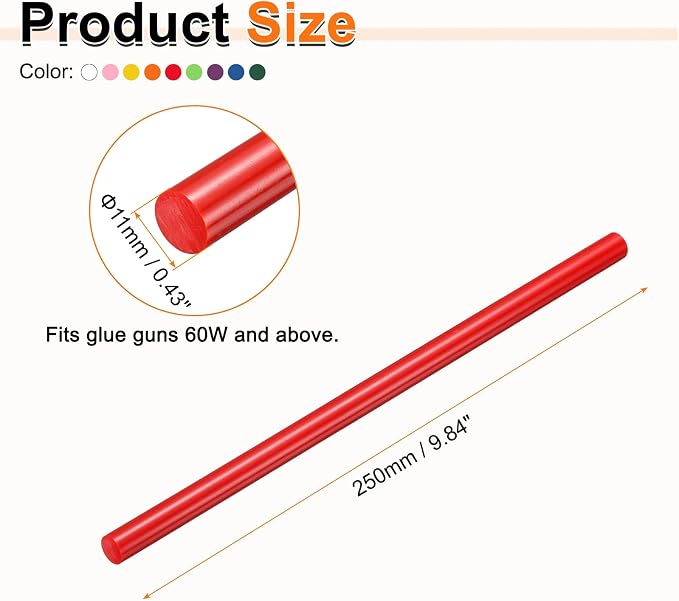 HARFINGTON 10pcs Hot Glue Sticks 0.43" Dia x 9.84" Long EVA Mini Hot Melt