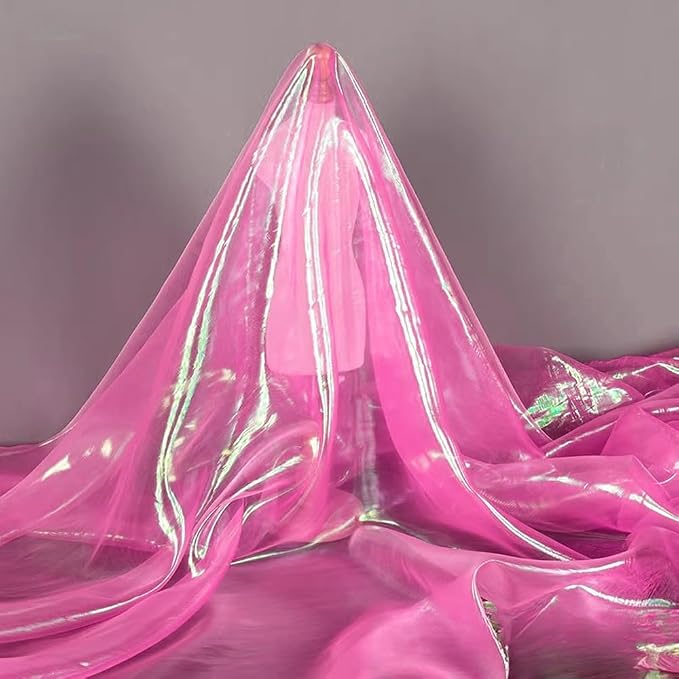 3.3 Yard Long Hot Pink Iridescent Organza Fabric